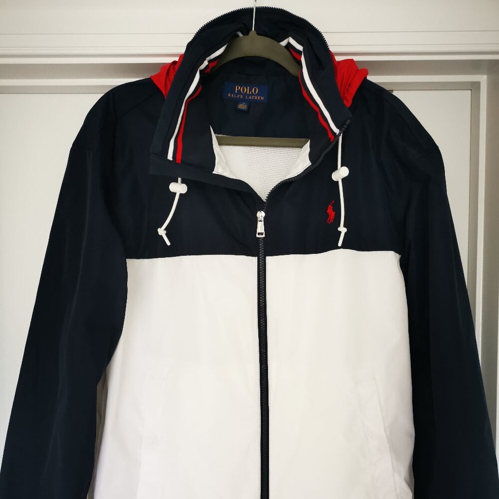 Polo by Ralph Lauren COLOR-BLOCKED JACKET - AVIATOR NAVY/ PURE WHITE Size Medium